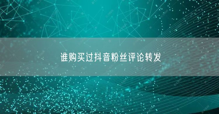 谁购买过抖音粉丝评论转发