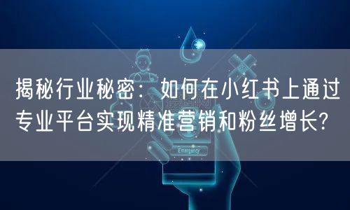 揭秘行业秘密：如何在小红书上通过专业平台实现精准营销和粉丝增长?