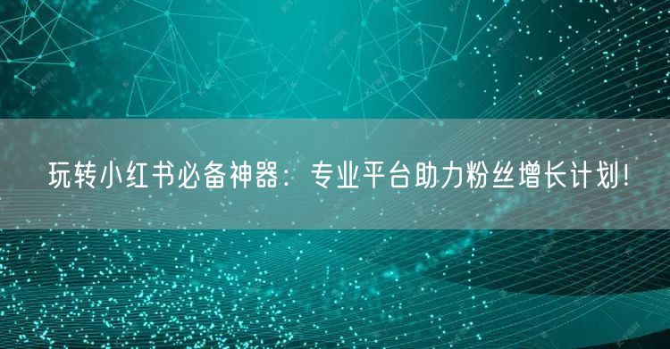 玩转小红书必备神器：专业平台助力粉丝增长计划！