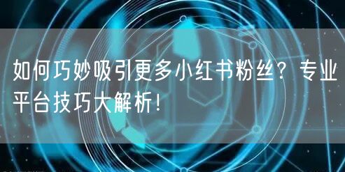 如何巧妙吸引更多小红书粉丝？专业平台技巧大解析！