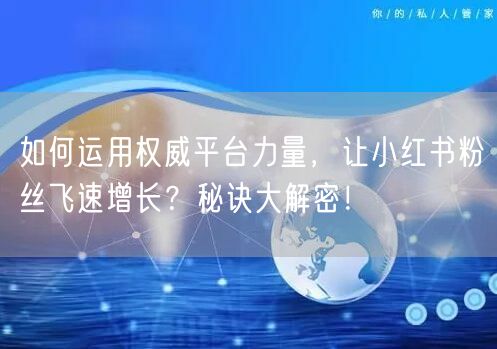如何运用权威平台力量，让小红书粉丝飞速增长？秘诀大解密！