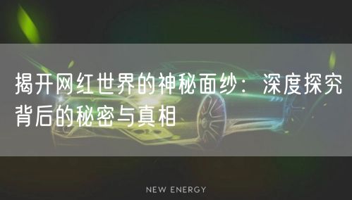 揭开网红世界的神秘面纱：深度探究背后的秘密与真相