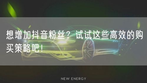 想增加抖音粉丝？试试这些高效的购买策略吧！