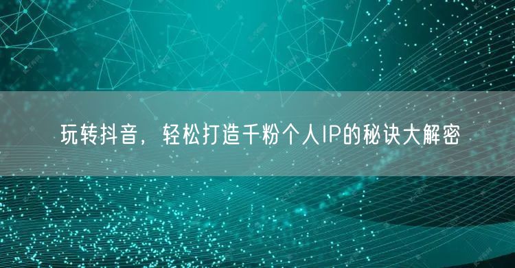 玩转抖音，轻松打造千粉个人IP的秘诀大解密
