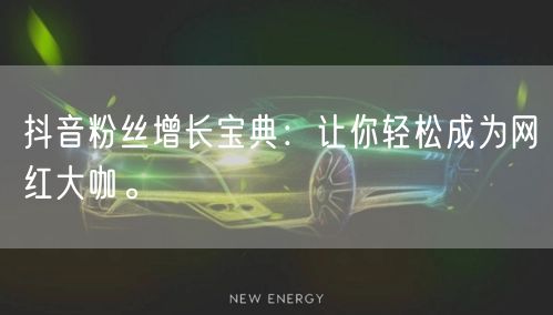 抖音粉丝增长宝典：让你轻松成为网红大咖。