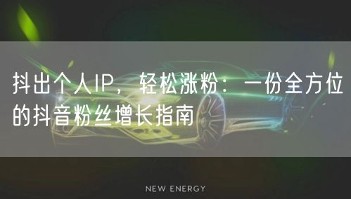 抖出个人IP，轻松涨粉：一份全方位的抖音粉丝增长指南