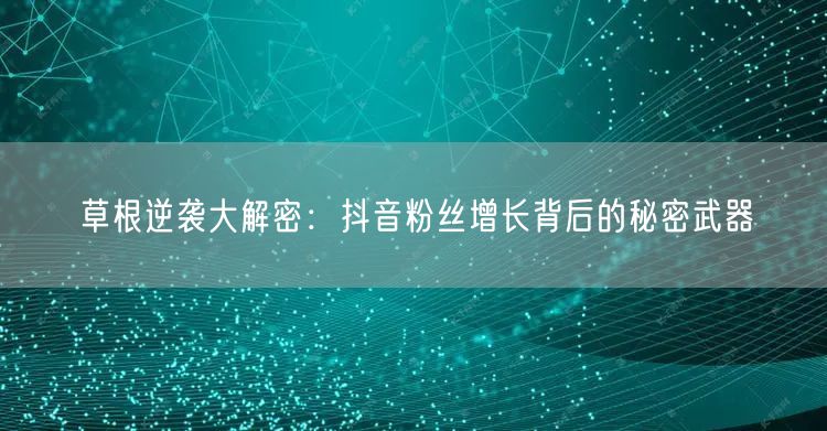 草根逆袭大解密：抖音粉丝增长背后的秘密武器