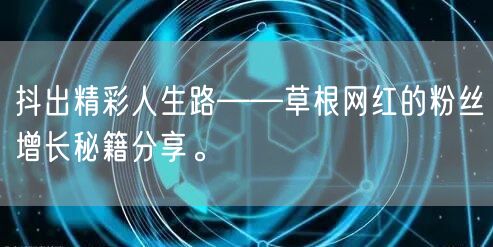 抖出精彩人生路——草根网红的粉丝增长秘籍分享。