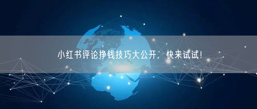 小红书评论挣钱技巧大公开，快来试试！