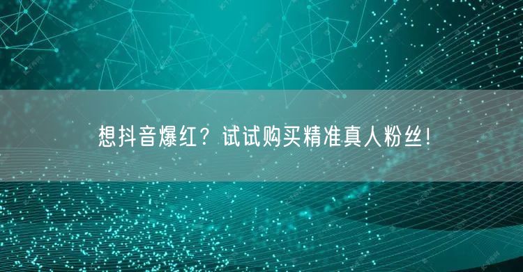 想抖音爆红？试试购买精准真人粉丝！