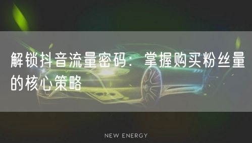 解锁抖音流量密码：掌握购买粉丝量的核心策略